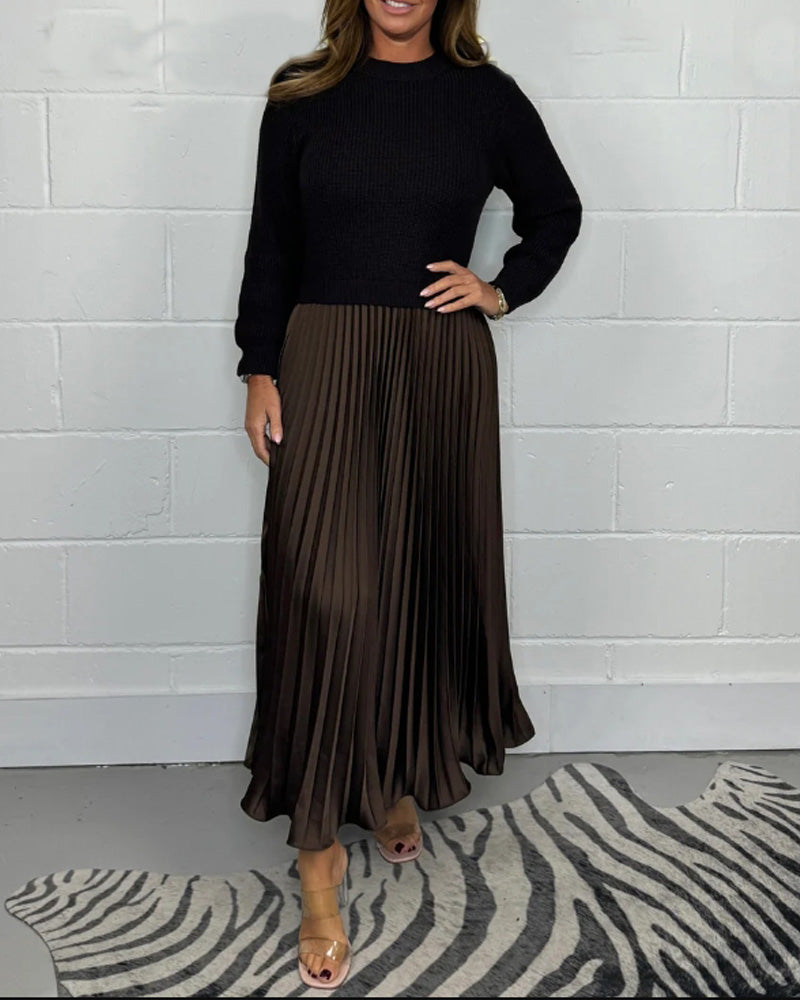 Marisa | Robe Plissée Élégante au Style Patchwork Décontracté