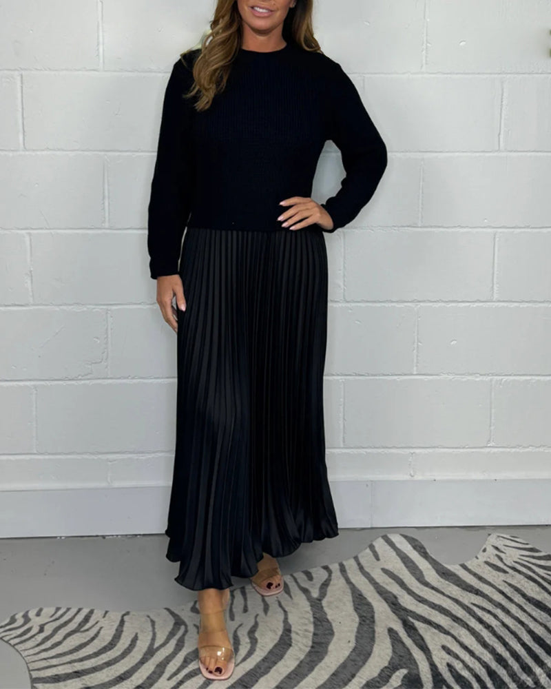 Marisa | Robe Plissée Élégante au Style Patchwork Décontracté