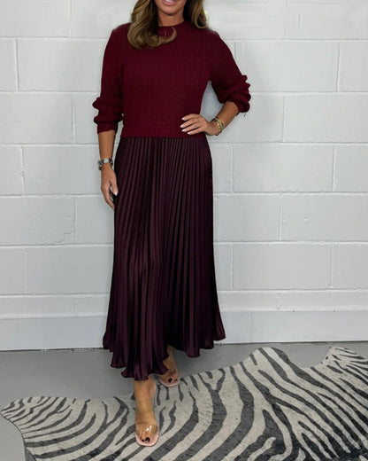 Marisa | Robe Plissée Élégante au Style Patchwork Décontracté