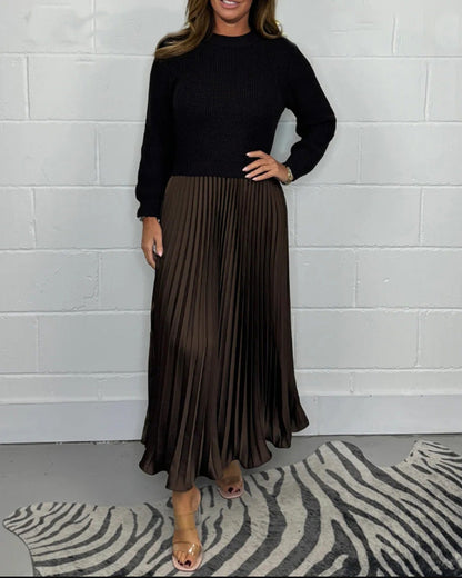 Marisa | Robe Plissée Élégante au Style Patchwork Décontracté