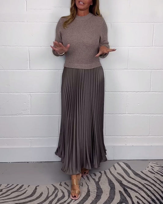 Marisa | Robe Plissée Élégante au Style Patchwork Décontracté