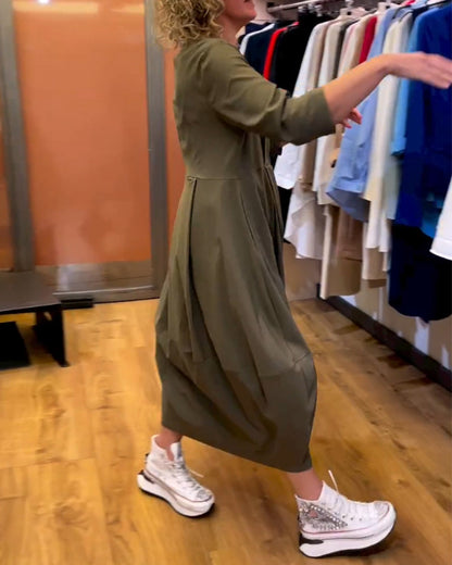 Chantal | Robe Élégante à Col Rond et Manches 3/4